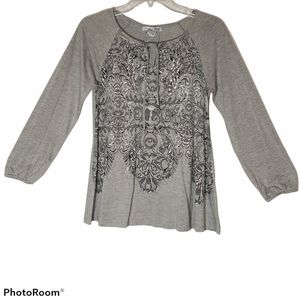 RXB small gray badazzled geometric print front top. 020